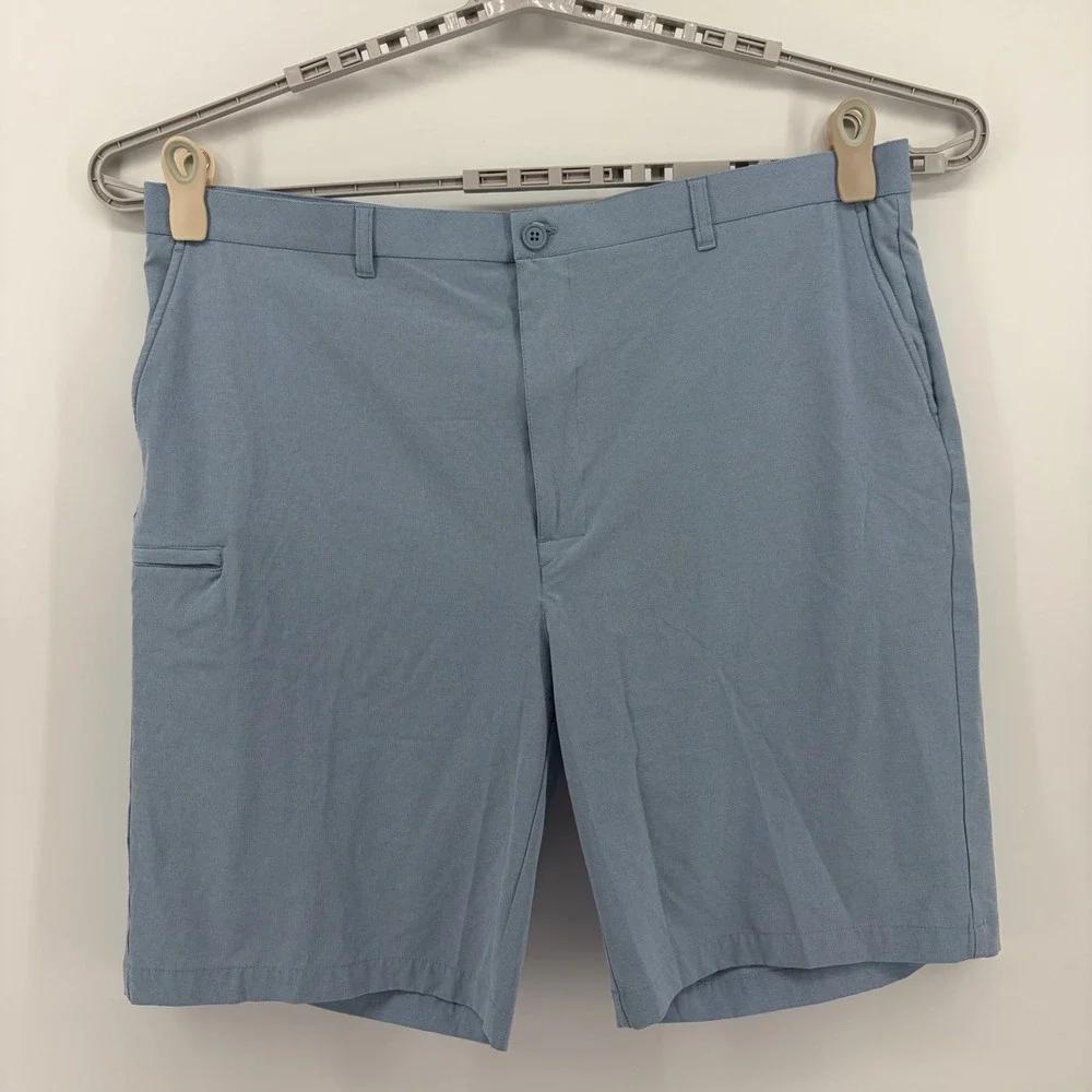 Roundtree & Yorke Mens 44 Blue Performance Shorts Stretch Golf‎ Tech Flat Front